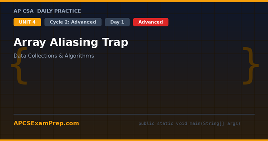 AP CSA Unit 4 Day 1: Array Aliasing Trap - Daily Practice Question