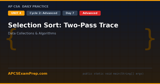 AP CSA Unit 4 Day 7: Selection Sort: Two-Pass Trace - Daily Practice Question