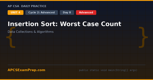 AP CSA Unit 4 Day 8: Insertion Sort: Worst Case Count - Daily Practice Question