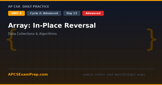 AP CSA Unit 4 Day 13: Array: In-Place Reversal - Daily Practice Question