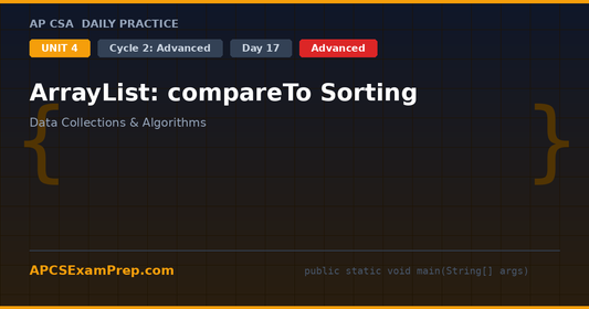 AP CSA Unit 4 Day 17: ArrayList: compareTo Sorting - Daily Practice Question