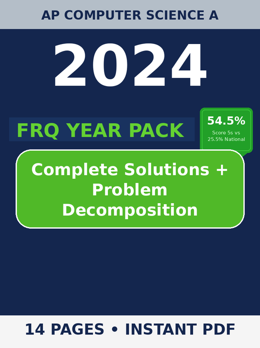AP CSA 2024 FRQ Year Pack - Complete Solutions + Problem Decomposition