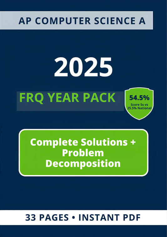 AP CSA 2025 FRQ Year Pack - Complete Solutions + Problem Decomposition