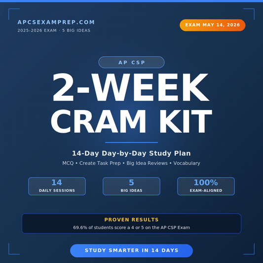 AP CSP 2-Week Cram Kit | 14-Day Study Plan | 2025-2026 Exam